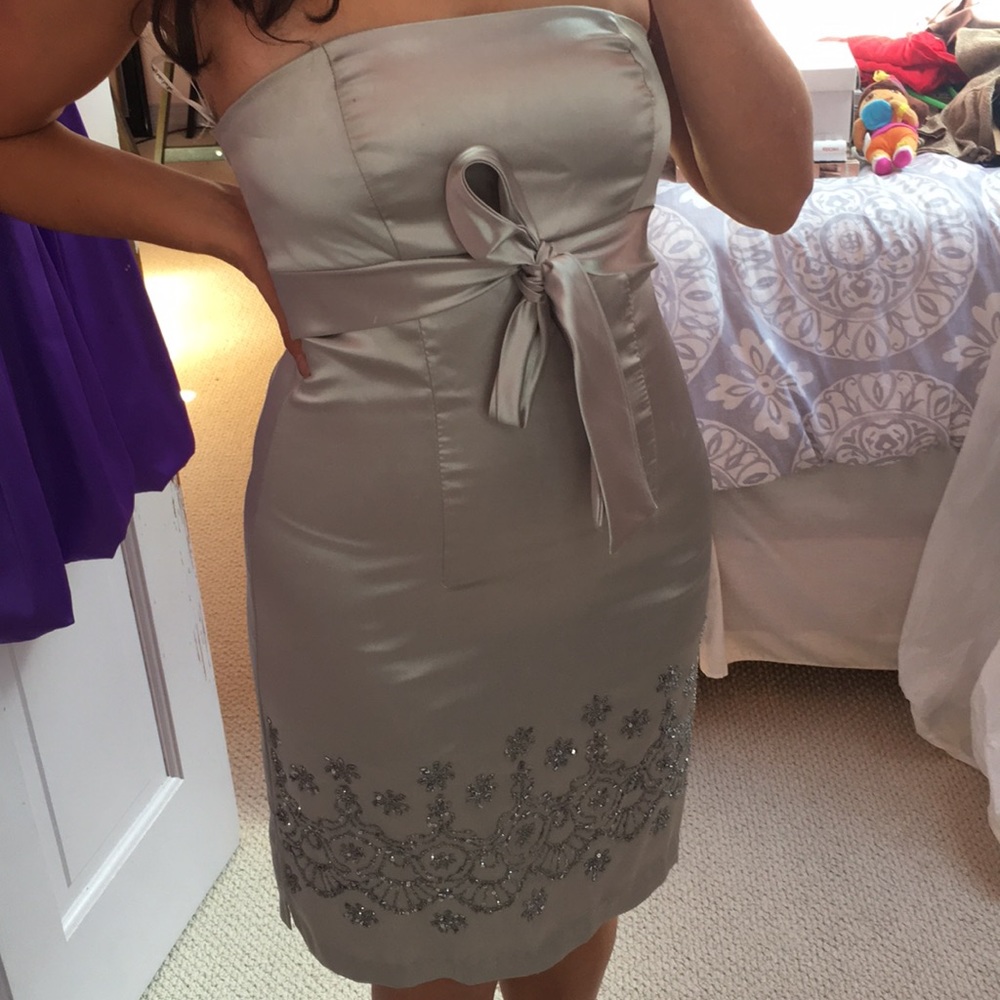 Strapless silver dress